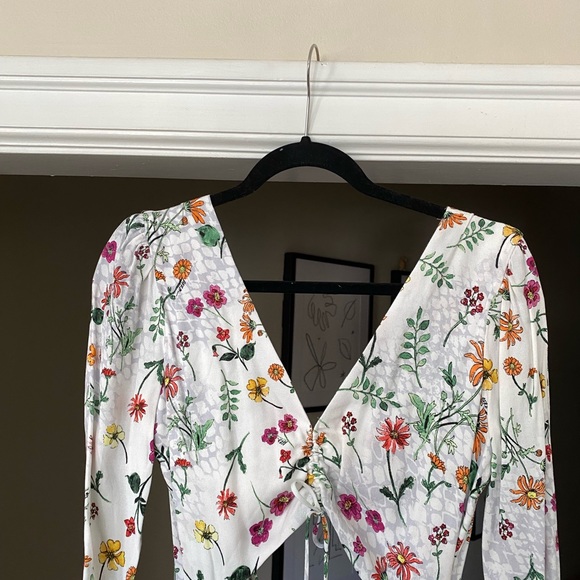 AFRM White Floral Long Sleeve Midi Dress sz XS - Picture 6 of 16